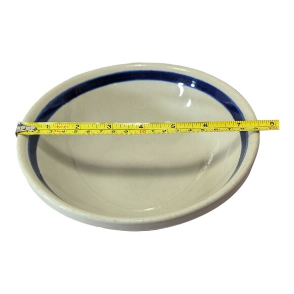 Handmade Boleslawiec Polish Pottery Bowl 7.5" Blue & White with Dotted Pattern - Picture 6 of 8